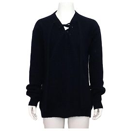 Prada Navy Shetland Wool Men's Knit Blue