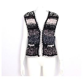 Chanel Chaleco de tweed para mujer con botón CC Rosa