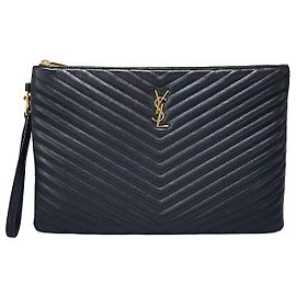 Saint Laurent Pochette Monogram Matelassé Large Noir
