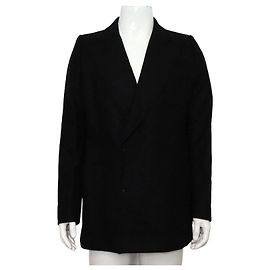 Dries Van Noten Black Wool Double Button Coat Jacket Black