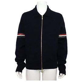 Thom Browne Navy Armband Polo-Strickjacke mit Reißverschluss für Herren Blau