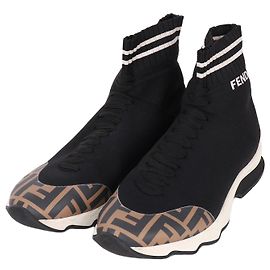 Fendi FF Pattern Black High-Top Sneakers Black