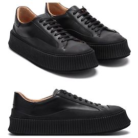 Jil Sander Oversized Leather Sneakers Black