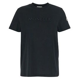 Moncler Camiseta de algodão com logotipo tonal Preto