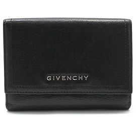 Givenchy Black Leather Silver Logo Pandora Wallet Black
