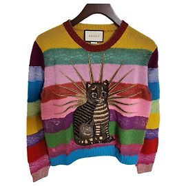 Punto para mujer Gucci con bordado de gato y encaje Multicolor
