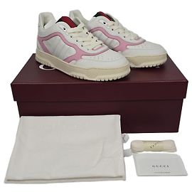 Gucci Reweb Leather Low Top Sneakers Silvery