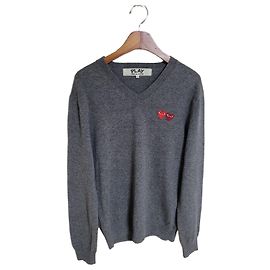 Comme Des Garcons Herren-Wollstrick mit Doppelpatch in Anthrazit Braun
