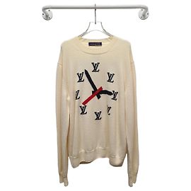 Louis Vuitton Ivory Clock Intarsia Pullover Knit White
