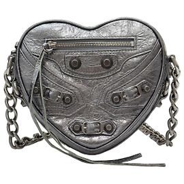 Balenciaga Borsa a Spalla Le Cagole Heart Chain Silver Argento