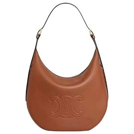 Céline Bolsa Heloise Cuir Triomphe em couro de bezerro macio Marrom