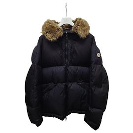 Moncler Black Badge Made Up Fur Hooded Down Jacket Black