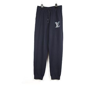 Louis Vuitton Wool-Blend Leather Jogger Track Pants Blue