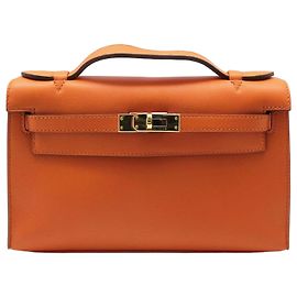 Hermès Pochette Kelly Mini Tote Bag Orange Orange