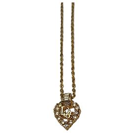 Dior Bague Logo Cœur et Collier avec Pierre (Collier Premium) Doré