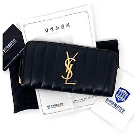 Saint Laurent Viki Monogram Long Wallet Black Black