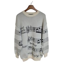 Louis Vuitton Oversized Wollstrick mit Intarsia-Note-Muster Silber