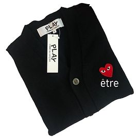 Comme Des Garcons Herren-Cardigan rot mit Wollpatch Mehrfarben