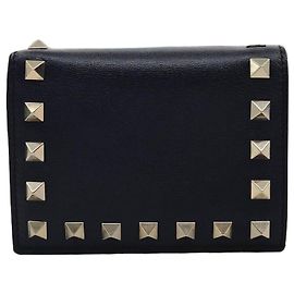 Valentino Rockstud Calfskin Small Women's Wallet Black