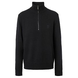 Burberry Refurbished XL Größe Herren Kaschmirpullover mit Monogramm-Motiv Schwarz Strick Schwarz