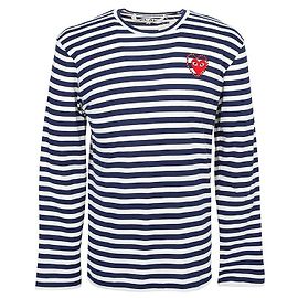 Comme Des Garcons Langarm-T-Shirt Red Wappen Metal Stone Stripe AX Mehrfarben