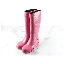 Louis Vuitton Monogram Glossy Rain Boots Pink Pink