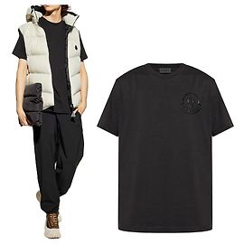 Moncler Logo Baumwoll-T-Shirt Schwarz