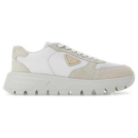 Prada Baskets en nylon et daim RAX Blanc
