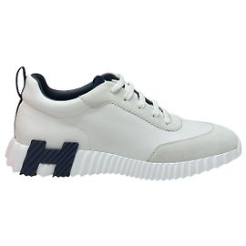 Hermès Tênis Bouncing em couro branco e preto Branco