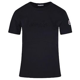 T-shirt noir avec logo brodé Moncler Noir