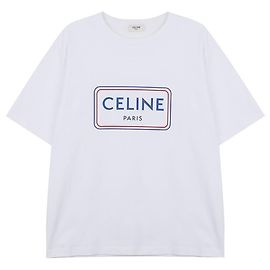Céline Camiseta solta de algodão Branco