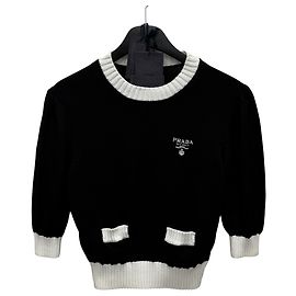Prada Punto de algodón corto con mini logo Plata