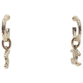 Chanel Brincos pendentes de metal dourado com strass e cristais Dourado