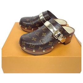 Louis Vuitton Tamancos Monogram Metallic Cottage Marrom