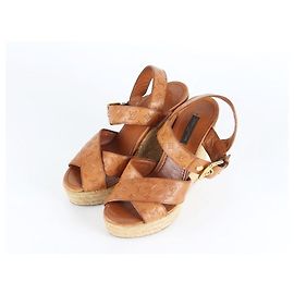 Louis Vuitton Sandali con zeppa monogram per donna Marrone