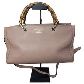 Gucci Couro com detalhes em ouro claro bambu em Indie Pink Rosa