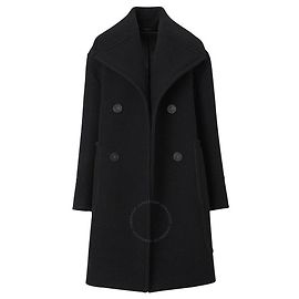 Burberry Refurbished Oversized Big Collar Double Button Long Coat Black Black