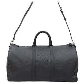 Louis Vuitton Black Shadow Monogram Keepall Bandoulière Black