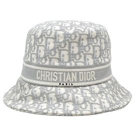 Dior Oblique Embroidered Bucket Hat Grey Brown