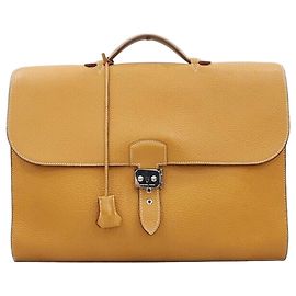 Hermès Depeche Briefcase Sesame Gold Orange