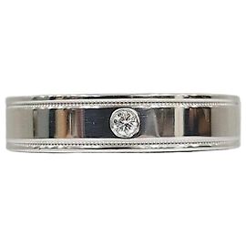 Tiffany & Co Diamant Together Double Milgrain Ring aus Platin Größe Silber