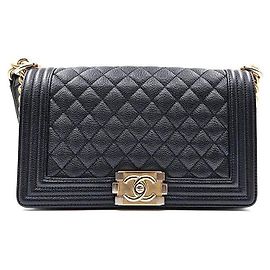 Chanel Caviar Gold Boy Bag Medium Black