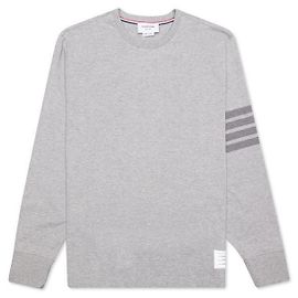 Thom Browne Tonal Stripe Oversized Medium Weight Jersey Long Sleeve T-shirt stamp: Silvery