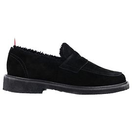 Thom Browne Signature RWB Tab Suede Penny Loafer stamp: Black