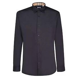 Burberry Camicia in cotone stretch con ricamo EKD Nero