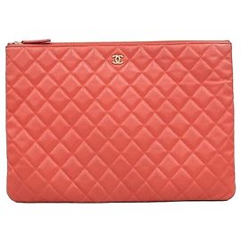 Chanel Classic Caviar Clutch Bag Large Series Red