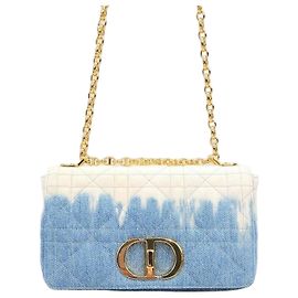 Dior Borsa a Spalla Denim Caro Medium Chain Blu