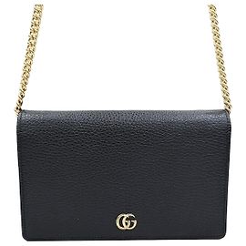Gucci Mini bolsa de corrente em couro GG Marmont Preto