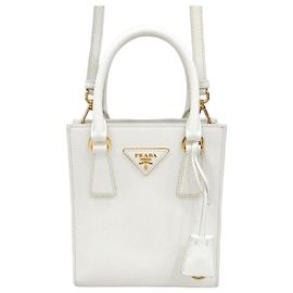 Prada White Saffiano Leather Mini Crossbody Bag White