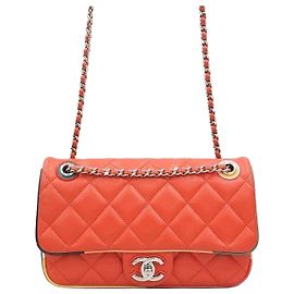 Chanel Lambskin Multi Chain Shoulder Bag Series Red